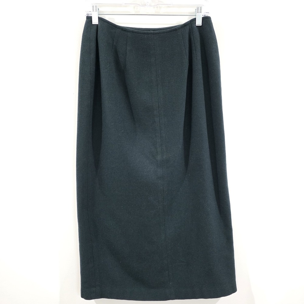 Vintage Talbots Wool Wrap Skirt Size 8 Dark Green Teacher Old Money Academia - Picture 3 of 8